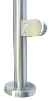 Bodenpfosten f�r Glasgel�nder, 48,3/2,0 mm, 2x Glasklemme 50/40